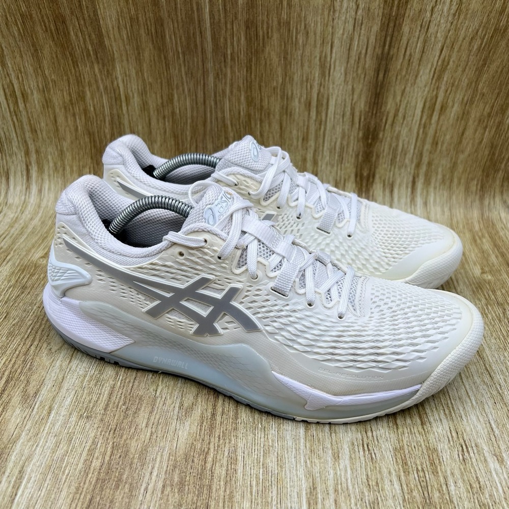ASICS Gel-Resolution 9 Women's Size 9 White Silver Tennis Shoes 1042A208